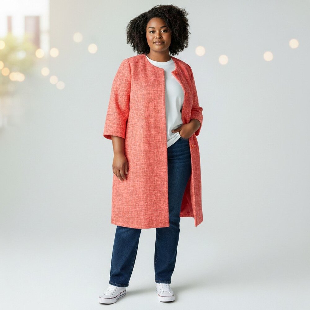 Kasper Coral Textured Topper Jacket Size 16